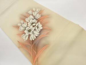 作家物　塩瀬手描き金彩花模様名古屋帯